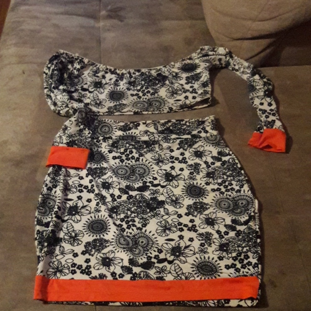 2 piece mini skirt and half shirt